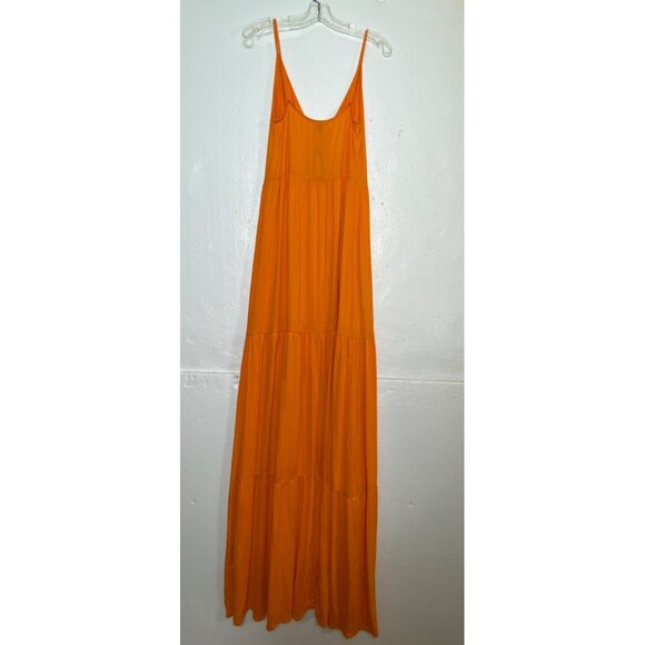 Orange Tiered Maxi Dress Size 14 Boho Western Cottage Y2K Flowing Feminine Gown - Picture 1 of 7